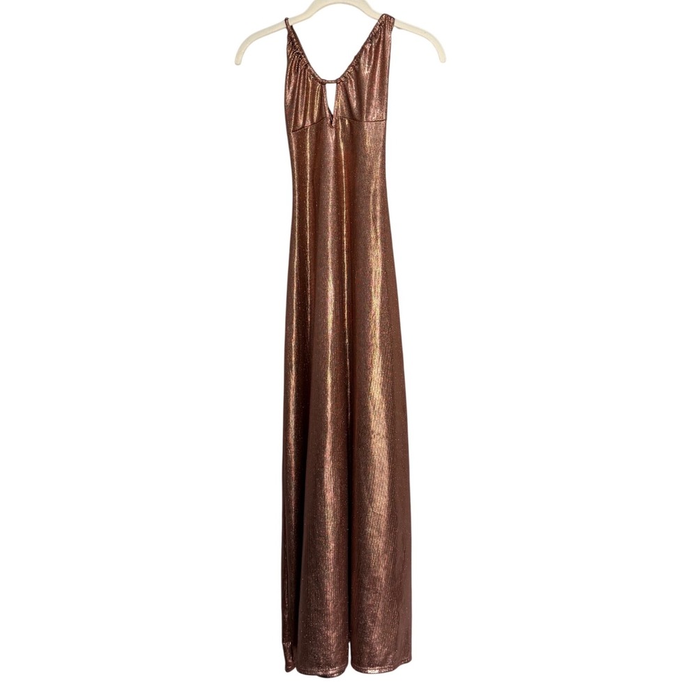 Savage X Fenty Copper Metallic Maxi Dress Strappy Back Small